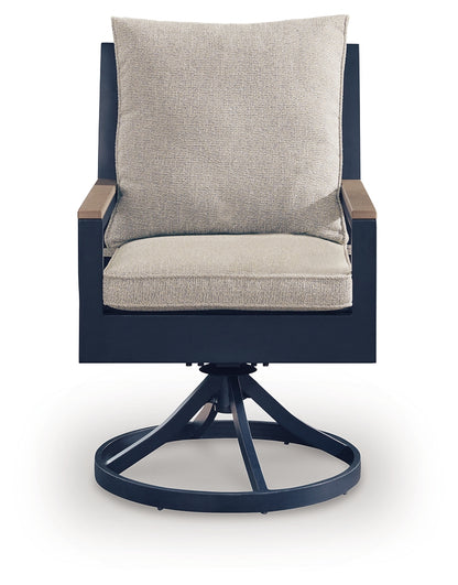 East Beach Blue Outdoor Swivel Chair with Cushion (Set of 2) - PCP587-602A