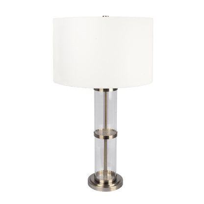 Echo Brushed Nickel Table Lamp with On/Off Switch Clear Glass Body  Metal Base - TBL03700301