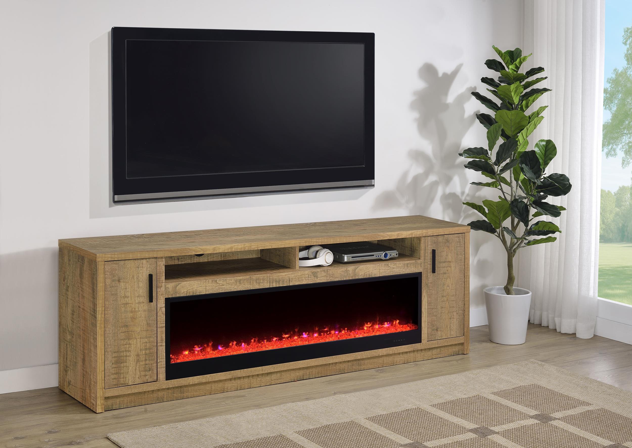 Eddy 79-inch 2-door TV Stand Fireplace Media Console Mango - 722843