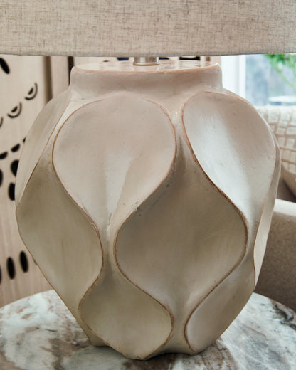 Edselham Distressed Cream Table Lamp - L235974