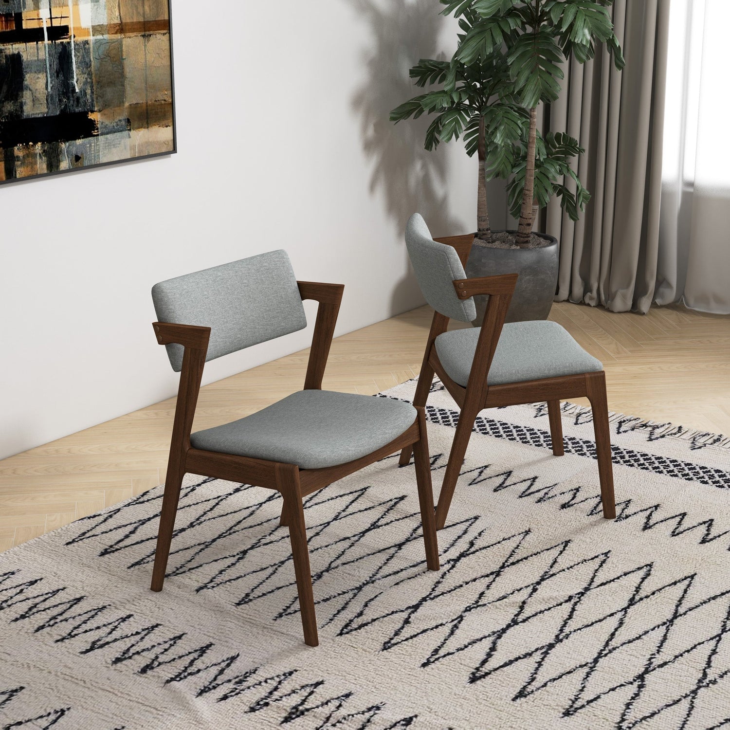Edwin Light Gray Fabric Dining Chair (Set Of 2) - DCH00602003