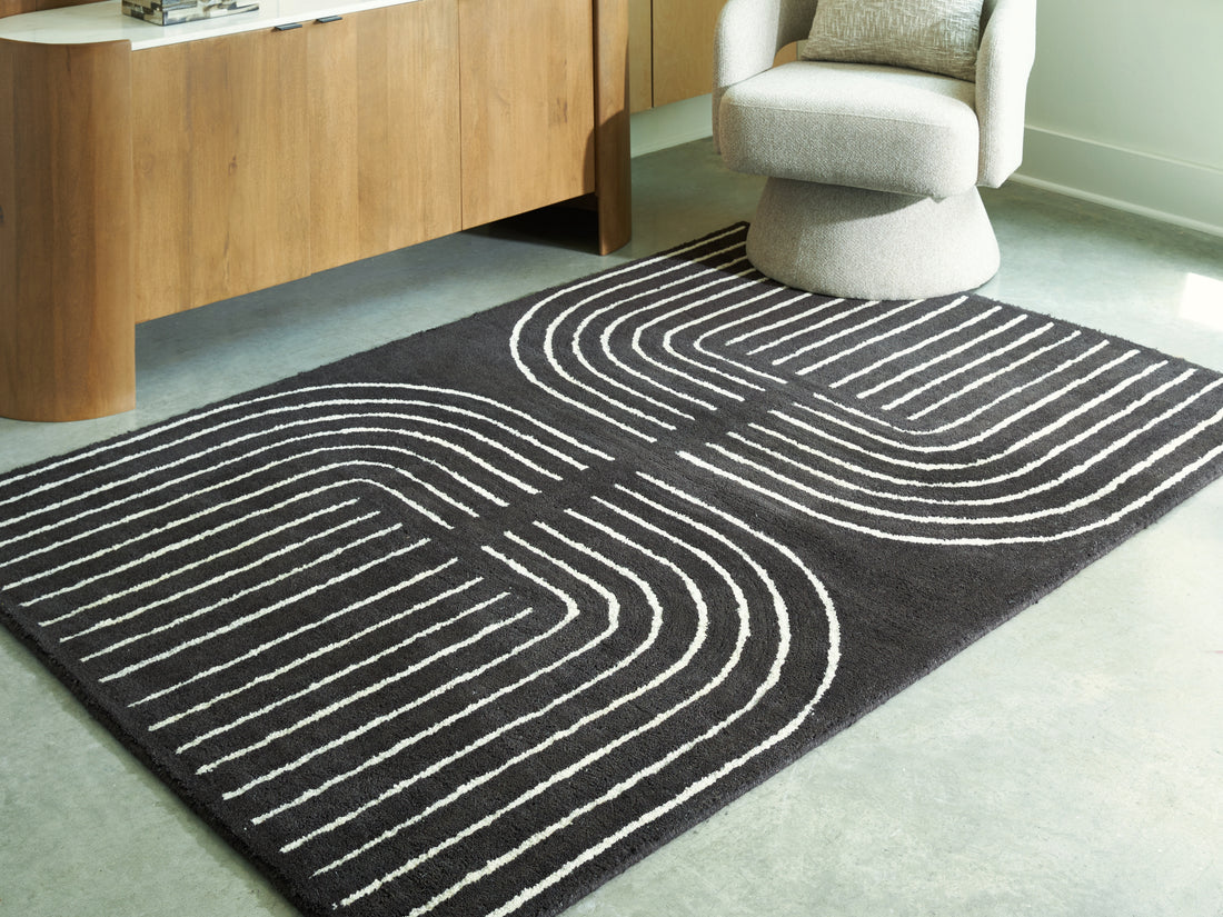 Eldonmore Black/Ivory Medium Rug - R407572