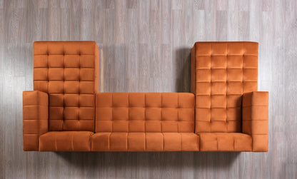 Elisha Orange Velvet Double Chaise 140" Sectional - ELISHAORANGE-SEC
