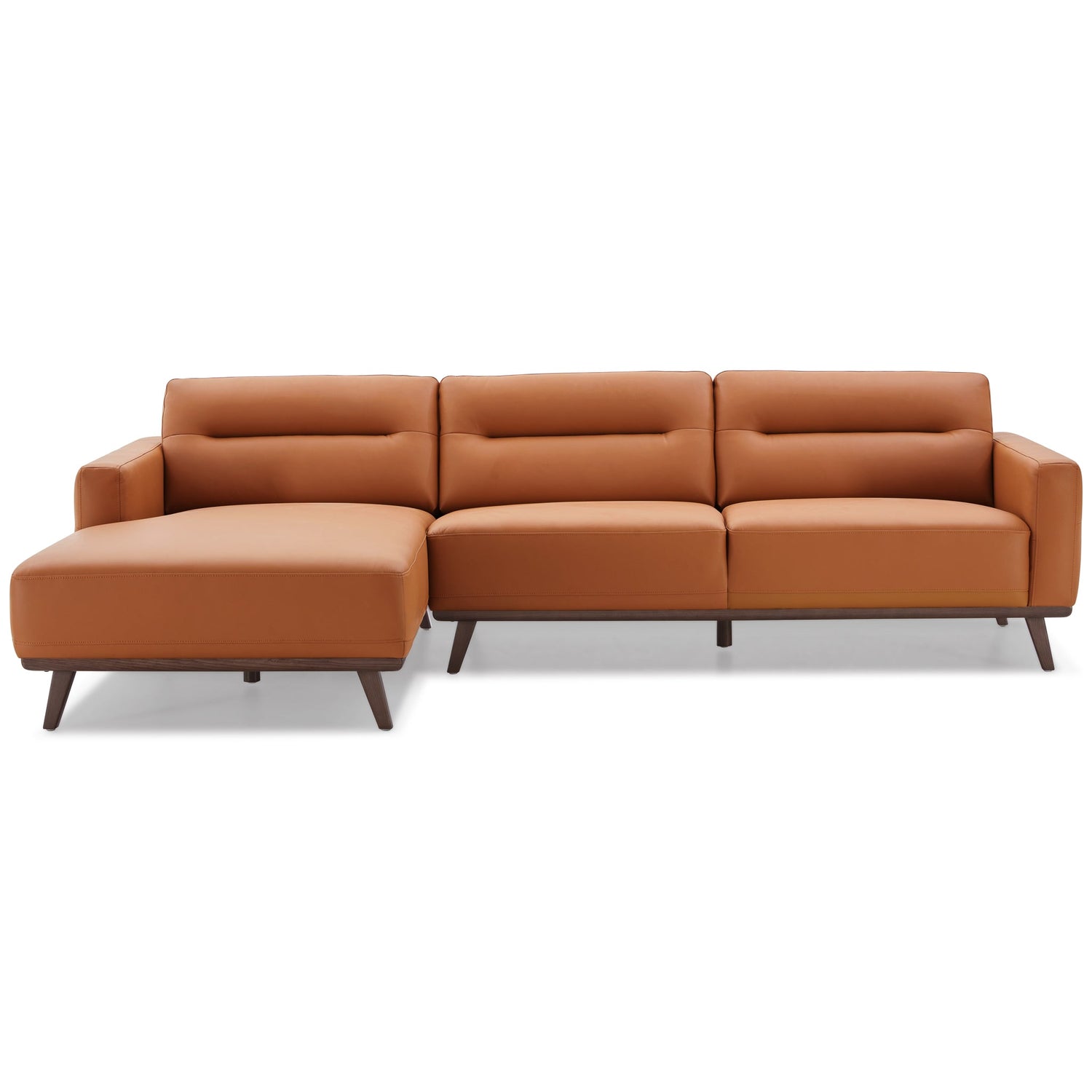 Ella L-Shaped Cognac PU Leather Left Sectional Couch - SEC03100203