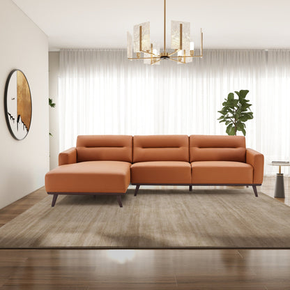 Ella L-Shaped Cognac PU Leather Left Sectional Couch - SEC03100203