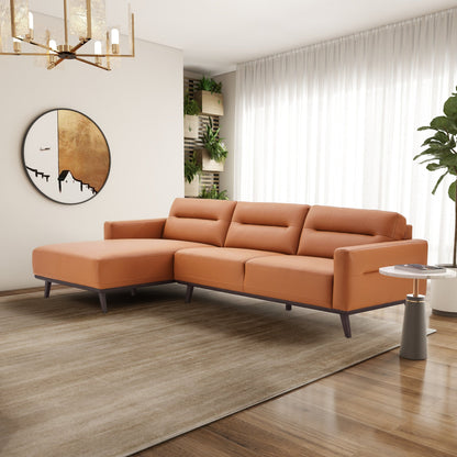 Ella L-Shaped Cognac PU Leather Left Sectional Couch - SEC03100203