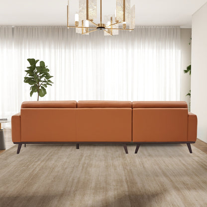 Ella L-Shaped Cognac PU Leather Left Sectional Couch - SEC03100203