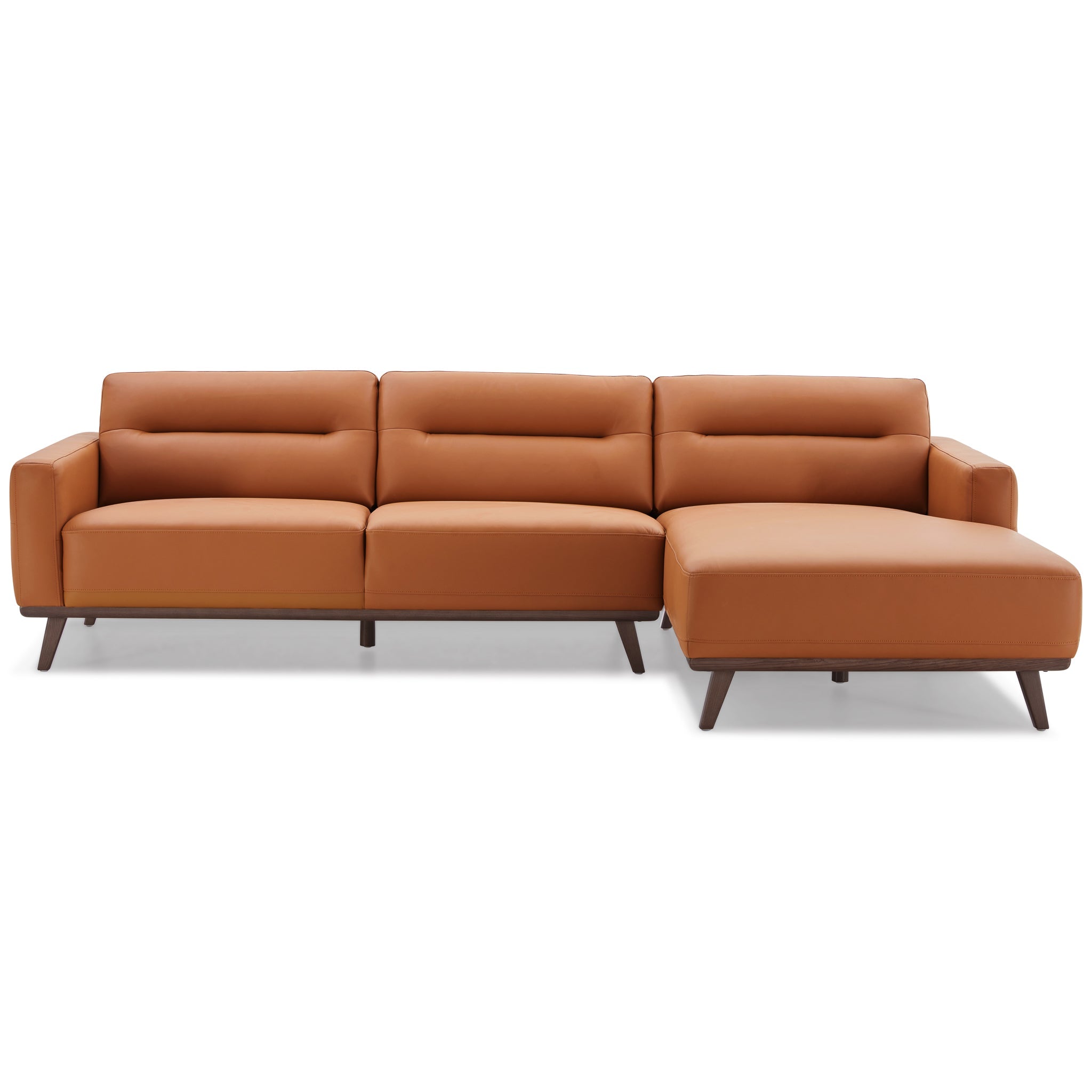 Ella L-Shaped Cognac PU Leather Right Sectional Couch - SEC03100204