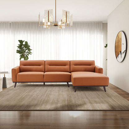 Ella L-Shaped Cognac PU Leather Right Sectional Couch - SEC03100204