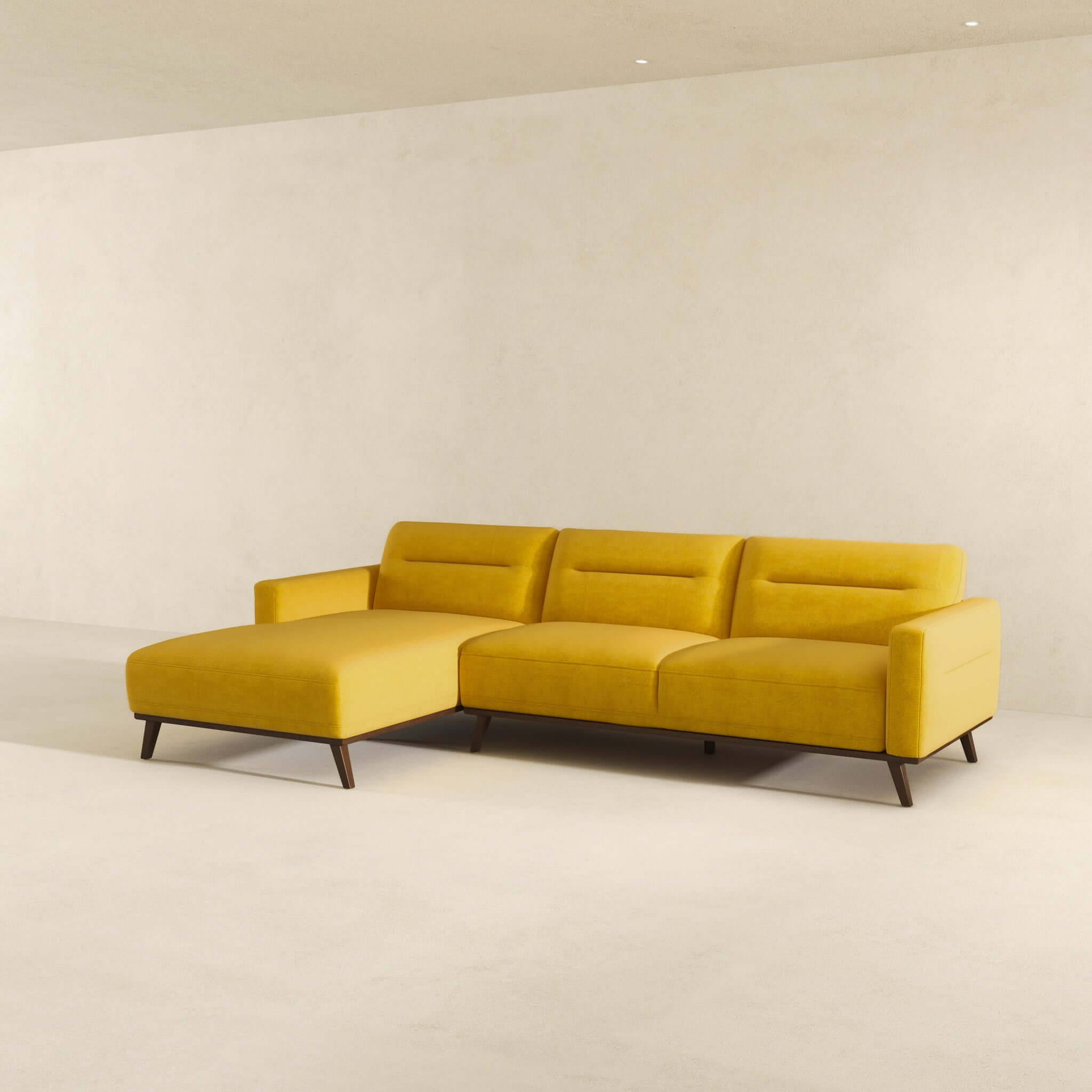 Ella L-Shaped Dark Yellow Linen Left Sectional Couch - SEC03100201