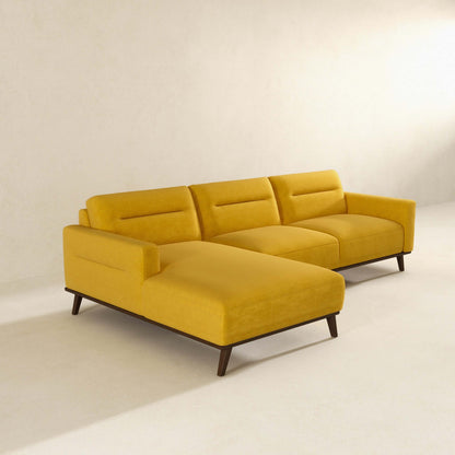 Ella L-Shaped Dark Yellow Linen Left Sectional Couch - SEC03100201