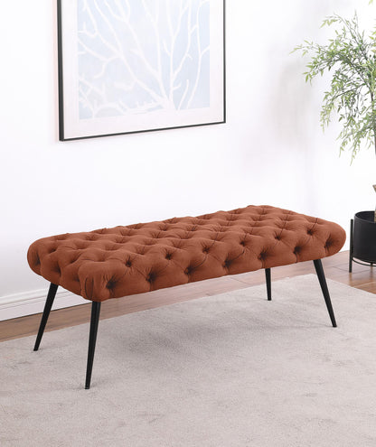 Ella Upholstered Tufted Bench Stainless Steel Legs Rust - 910335