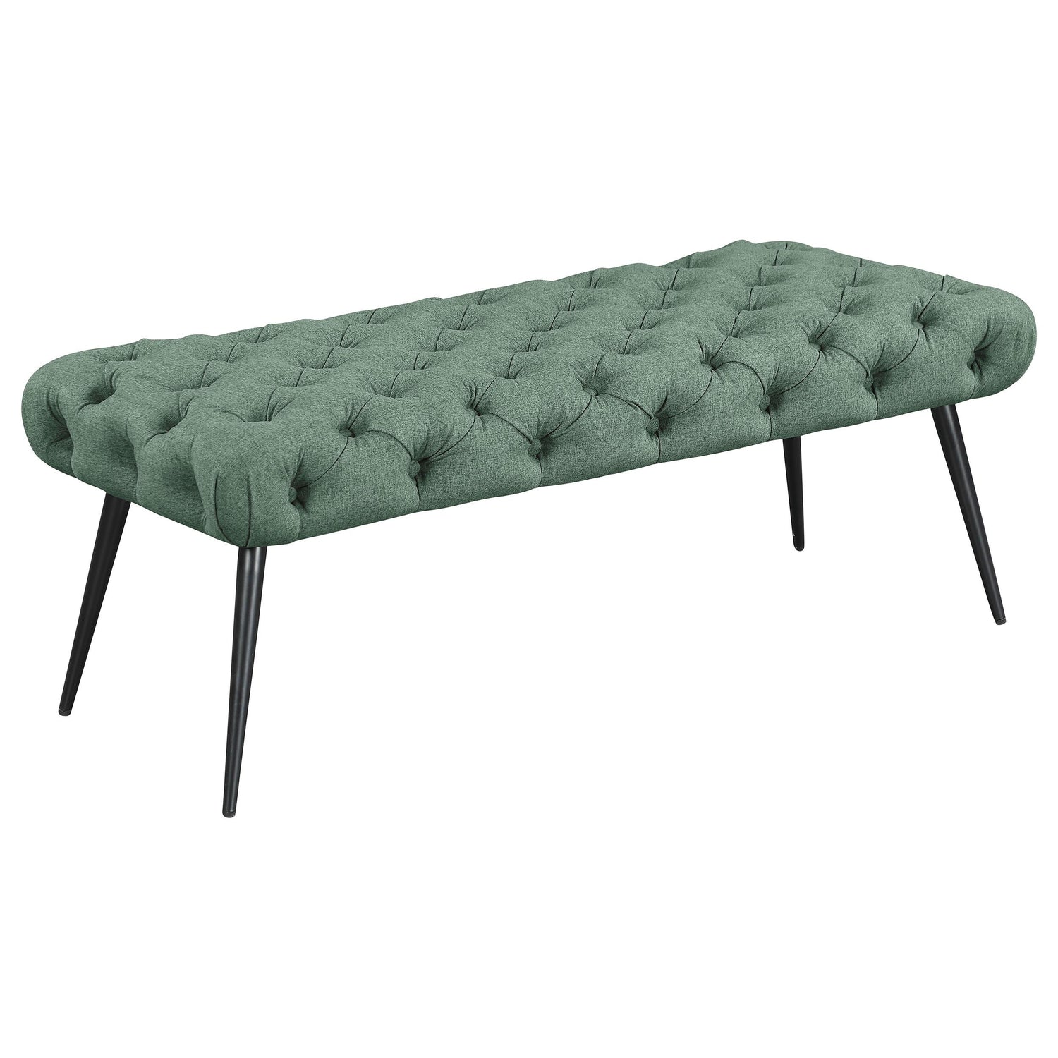 Ella Upholstered Tufted Bench Stainless Steel Legs Teal - 910336