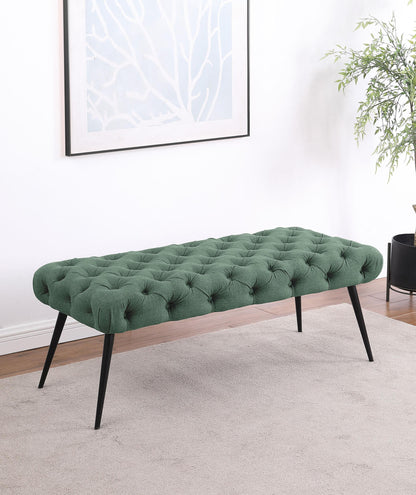 Ella Upholstered Tufted Bench Stainless Steel Legs Teal - 910336