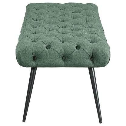 Ella Upholstered Tufted Bench Stainless Steel Legs Teal - 910336