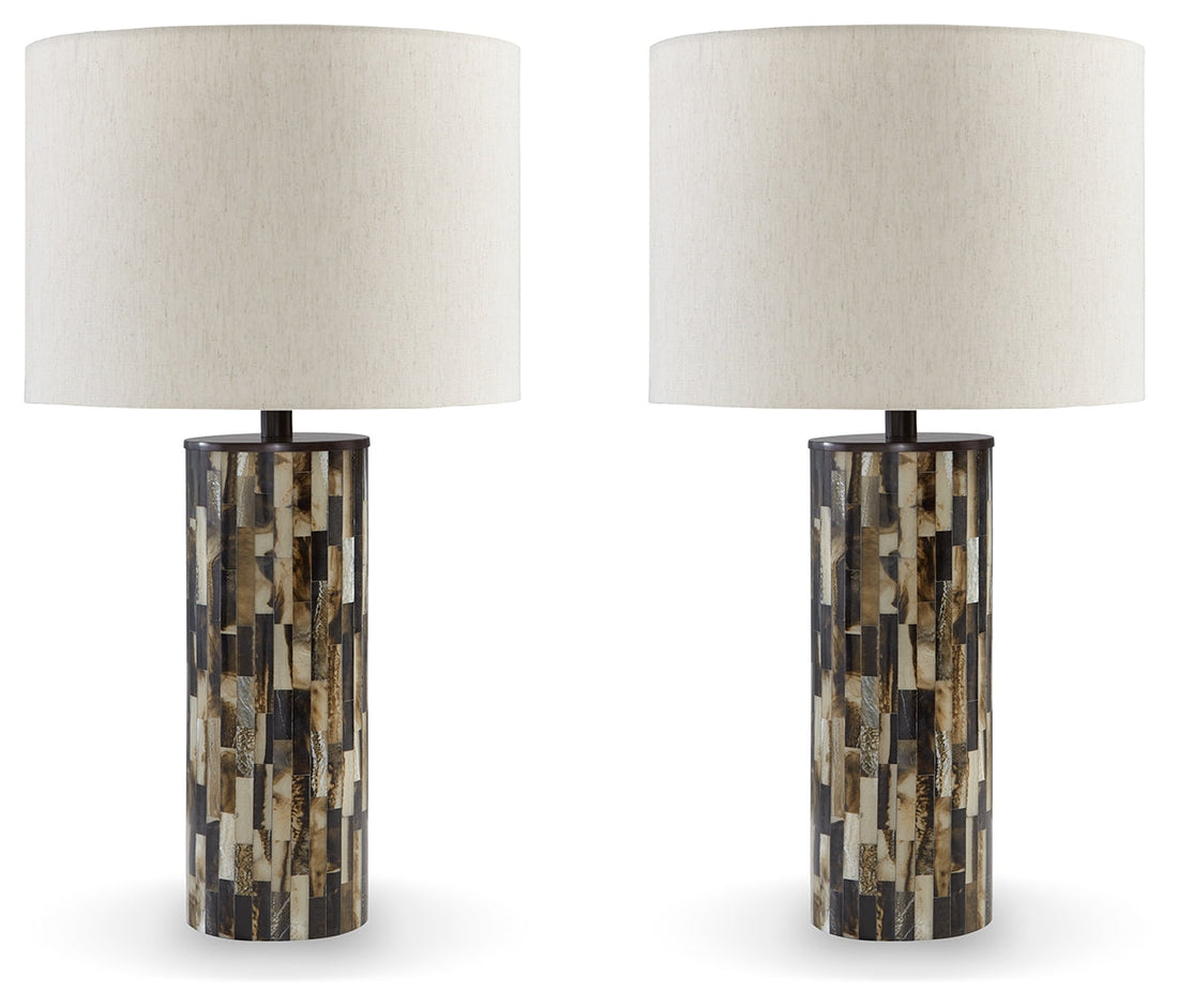 Ellford 2-Piece Table Lamp Set in Black/Brown/Cream - PKG015580
