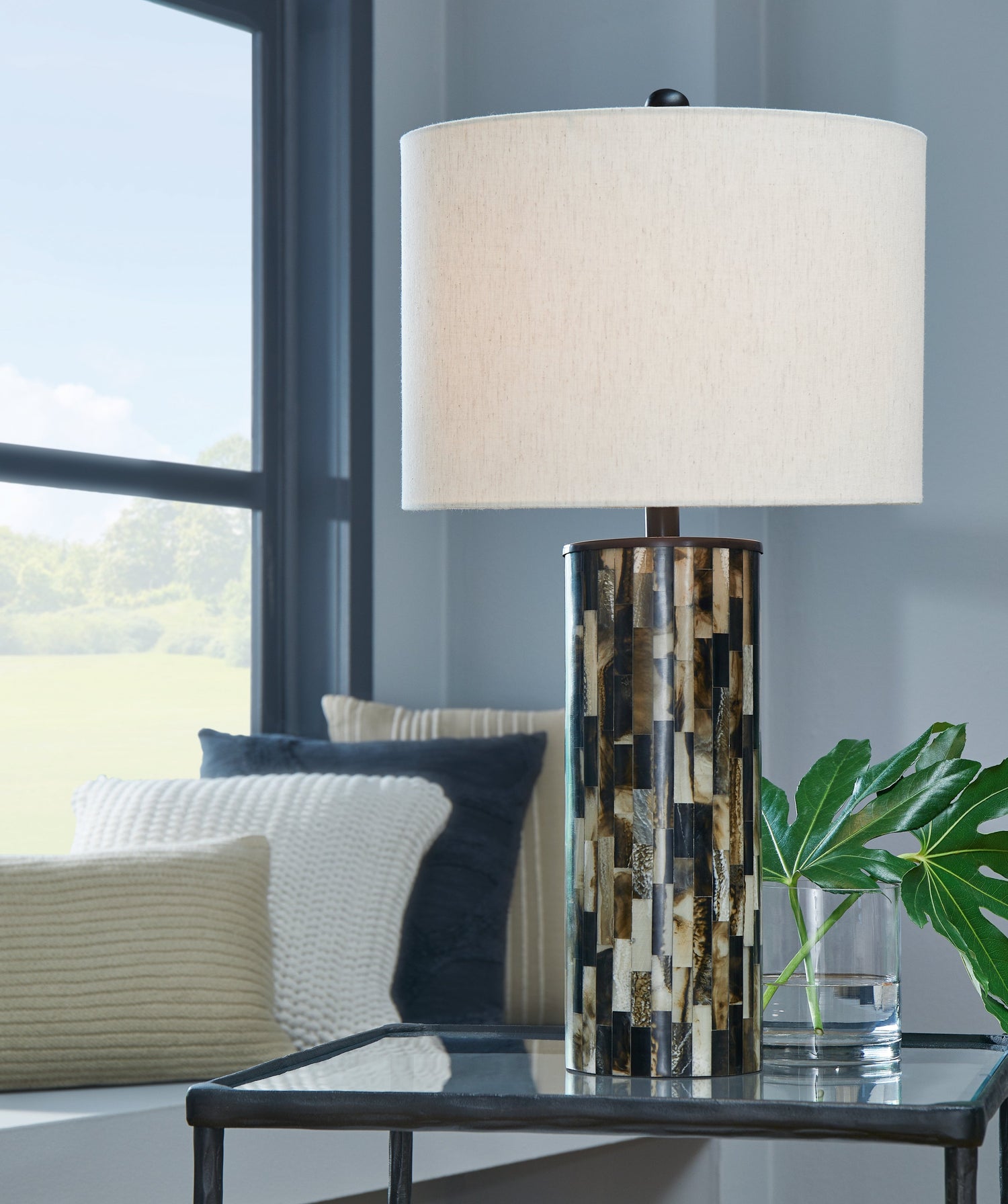 Ellford 2-Piece Table Lamp Set in Black/Brown/Cream - PKG015580