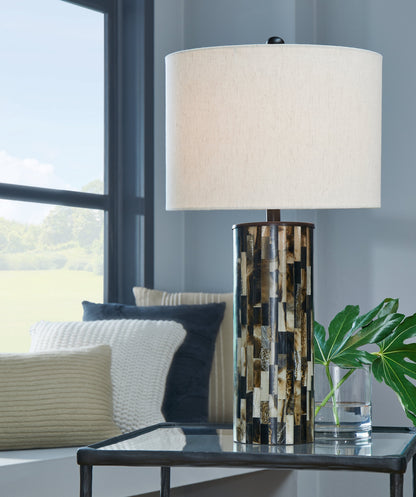 Ellford 2-Piece Table Lamp Set in Black/Brown/Cream - PKG015580
