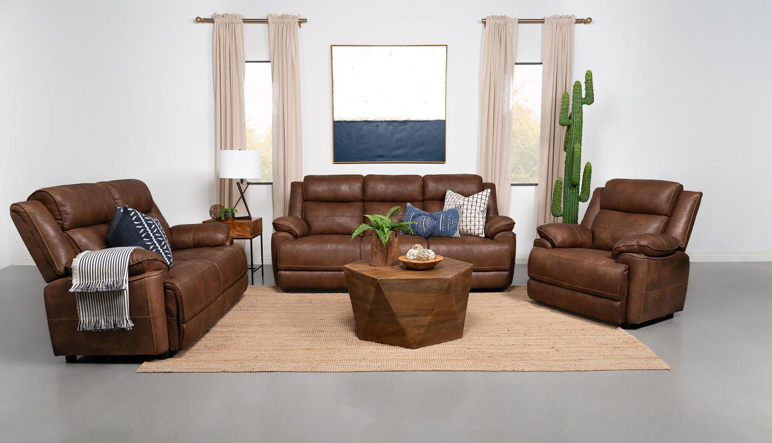 Ellington Dark Brown 3-Piece Upholstered Padded Arm Sofa Set from Coaster - Luna Furniture