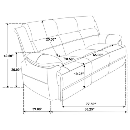Ellington Dark Brown 3-Piece Upholstered Padded Arm Sofa Set from Coaster - Luna Furniture