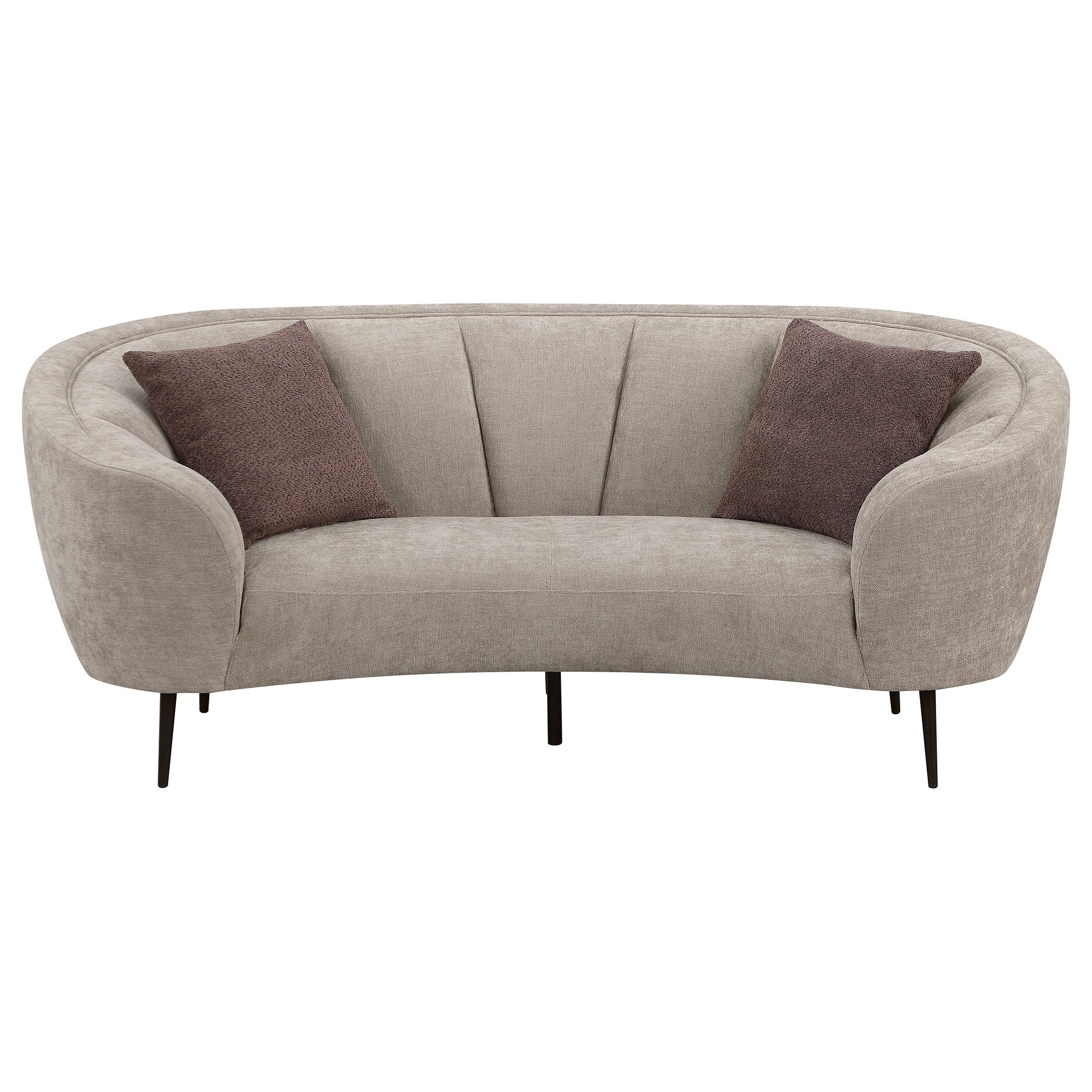 Ellorie Upholstered Channel Back Curved Loveseat Beige - 504838