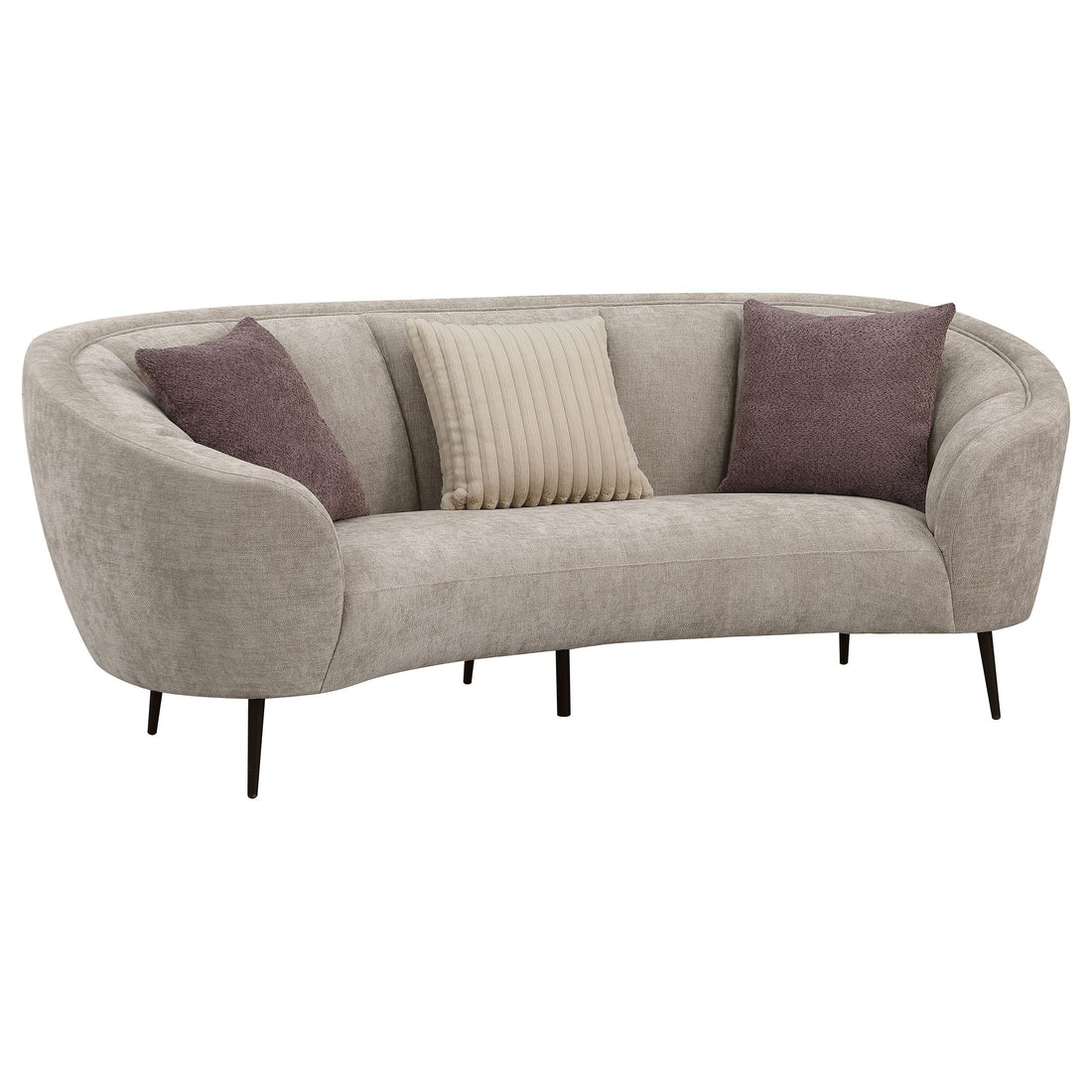 Ellorie Upholstered Channel Back Curved Sofa Beige - 504837