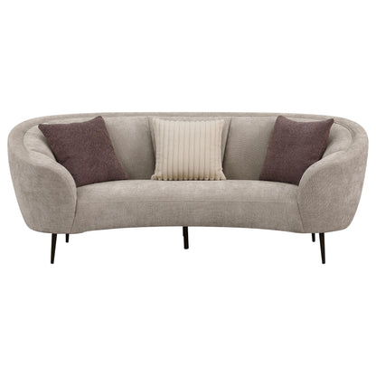 Ellorie Upholstered Channel Back Curved Sofa Beige - 504837
