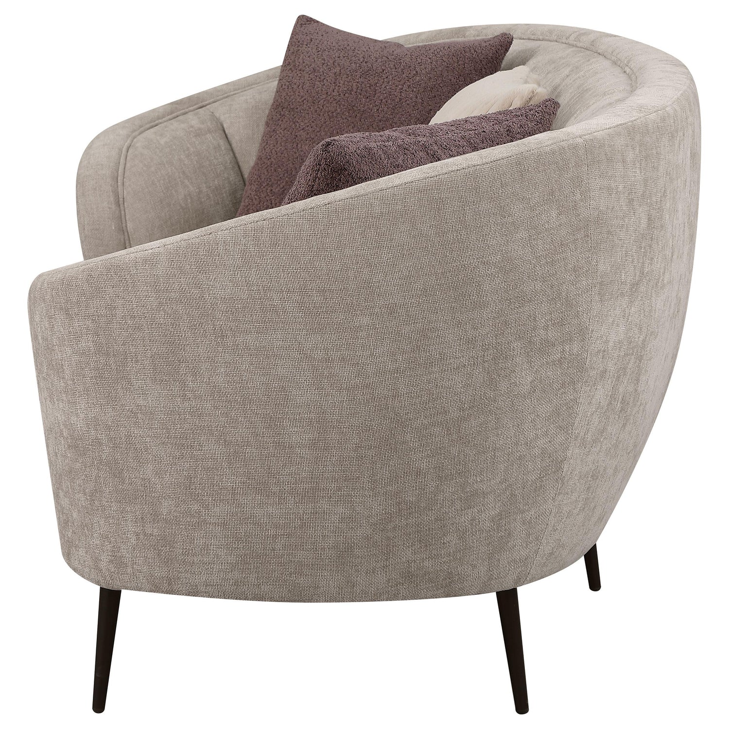 Ellorie Upholstered Channel Back Curved Sofa Beige - 504837