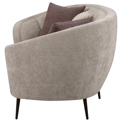 Ellorie Upholstered Channel Back Curved Sofa Beige - 504837