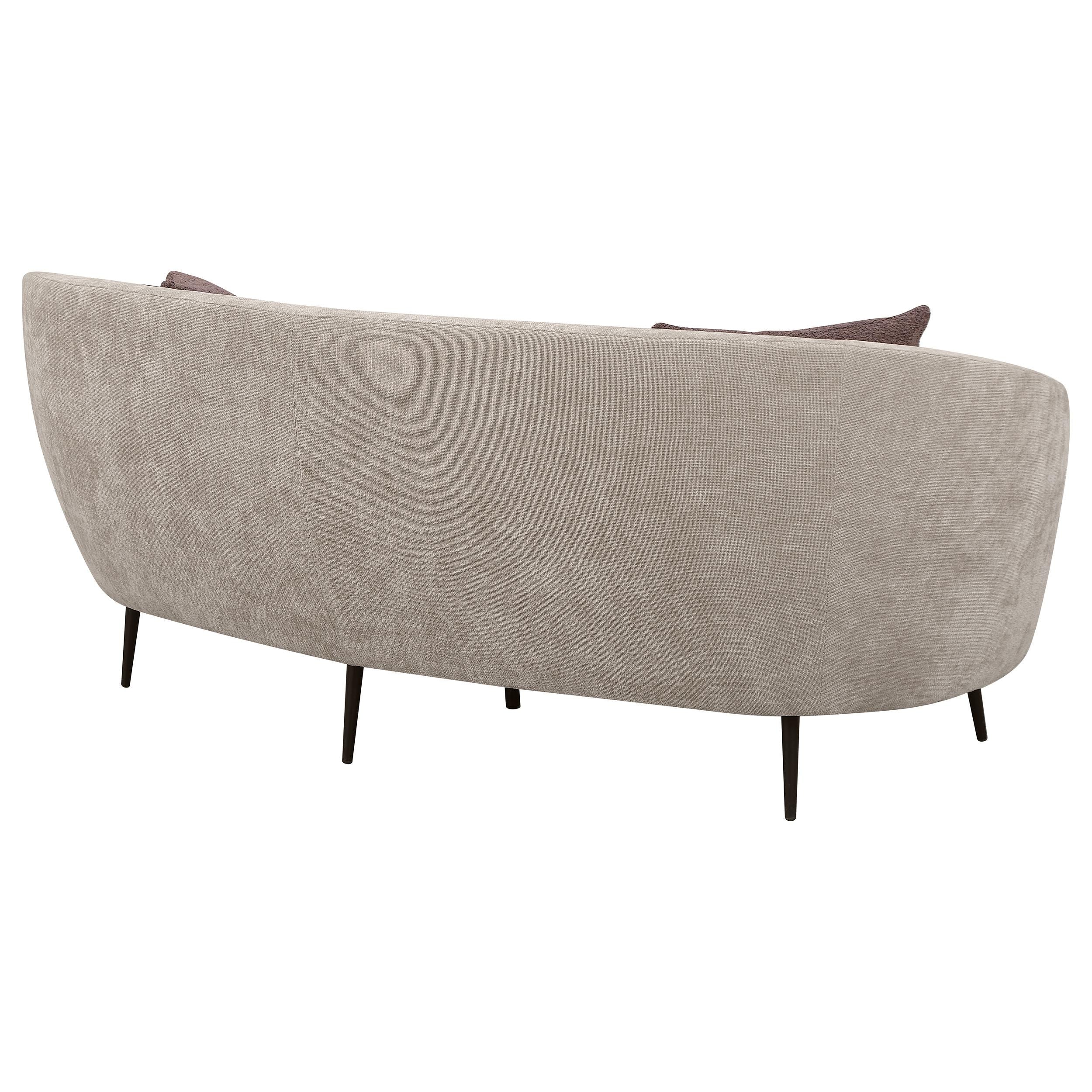 Ellorie Upholstered Channel Back Curved Sofa Beige - 504837