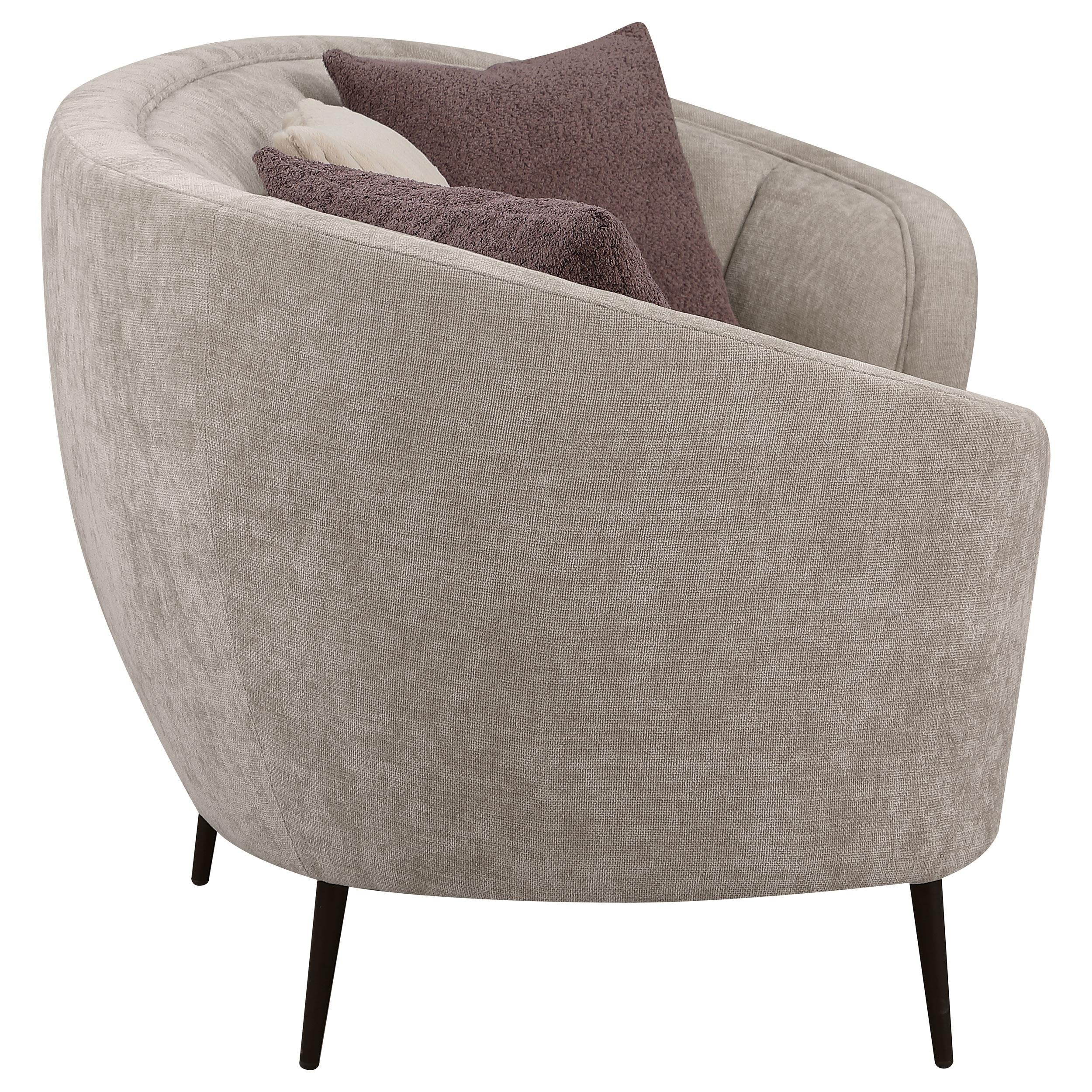 Ellorie Upholstered Channel Back Curved Sofa Beige - 504837