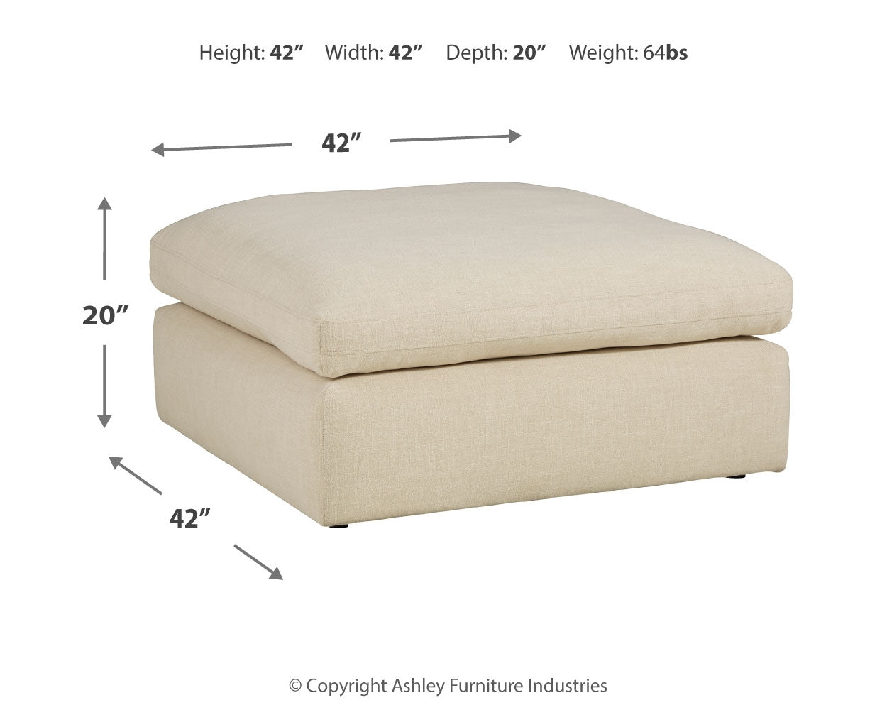 Elyza 5-Piece Sectional with Ottoman in Linen - PKG012968