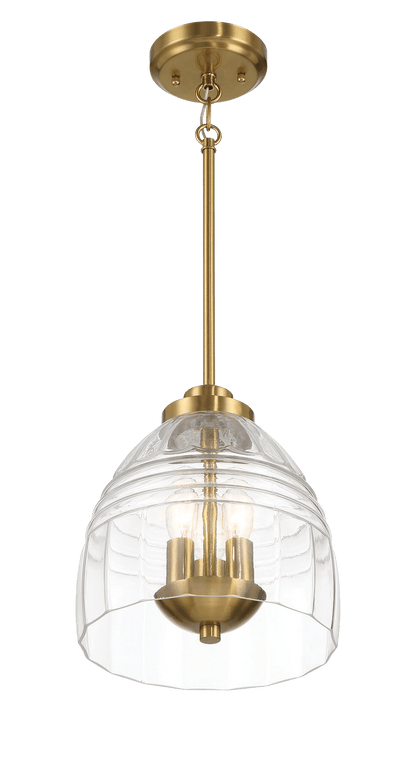Ember Three Candle Lights Chain Pendant With Clear Glass - Satin Brass - PNL03900601