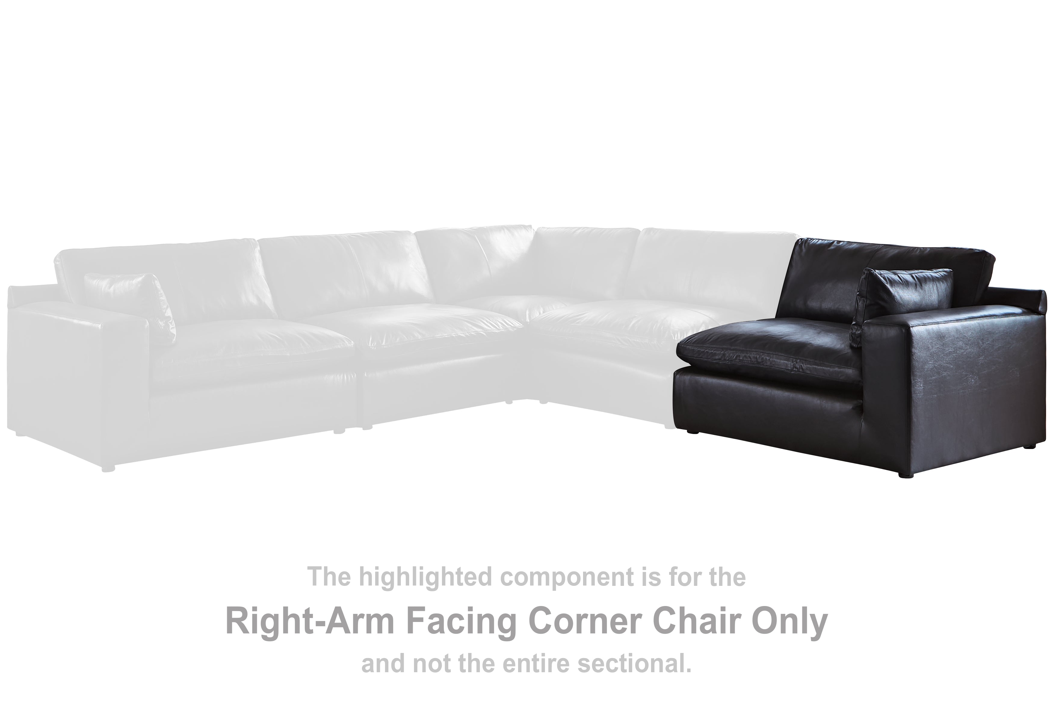 Emilia Black Right-Arm Facing Corner Chair - 3090265