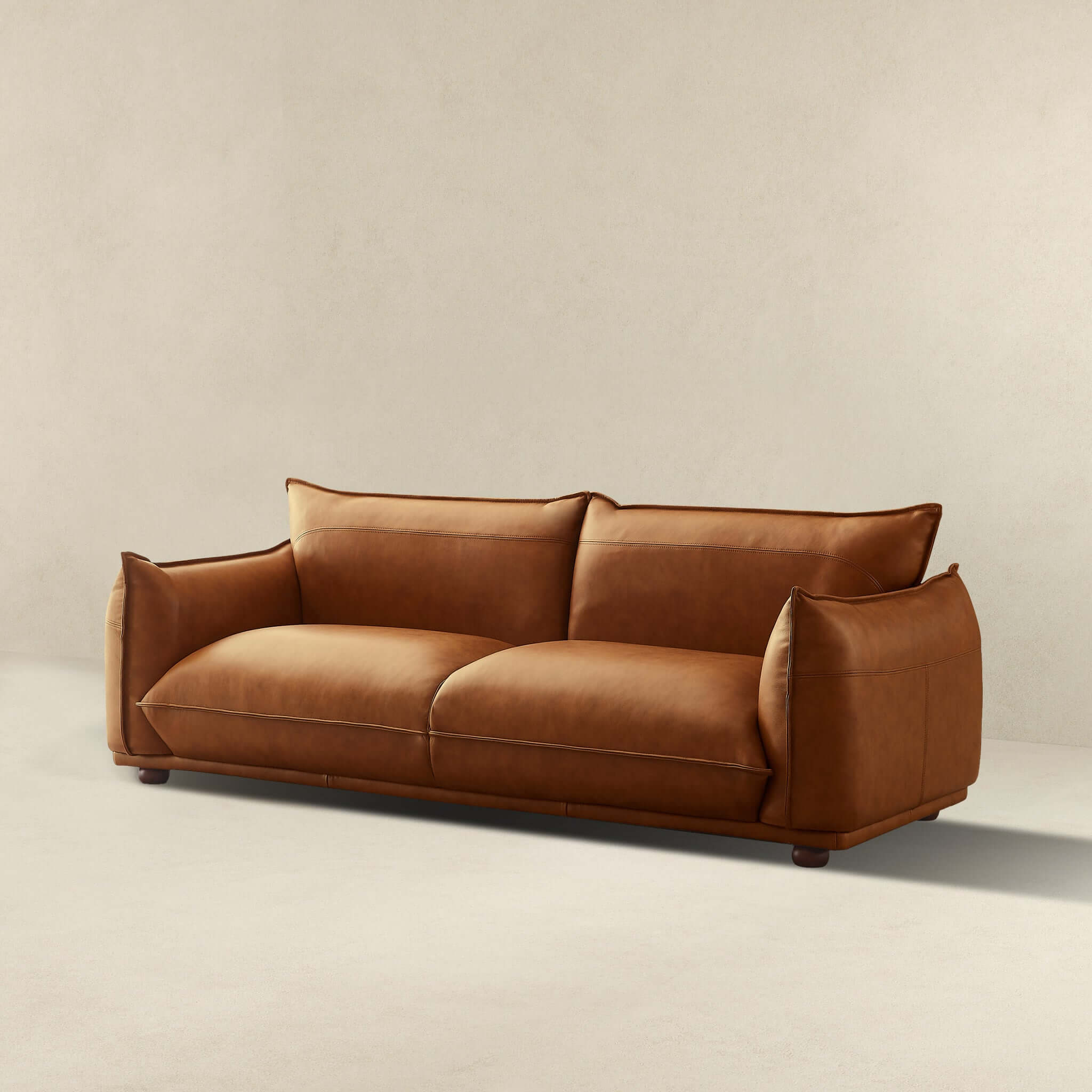 Emma Mid Century Modern Luxury Cognac Leather Sofa - SOF00302801