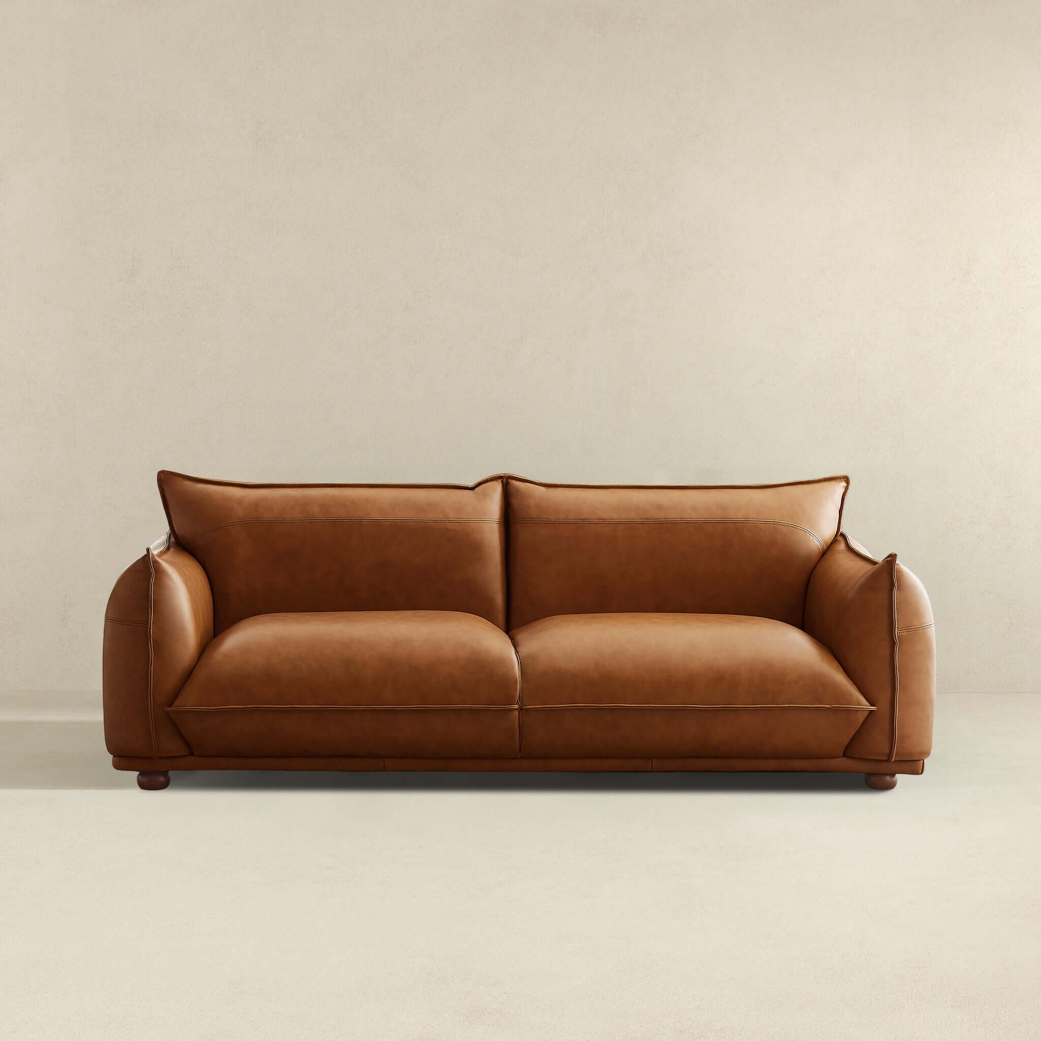 Emma Mid Century Modern Luxury Cognac Leather Sofa - SOF00302801