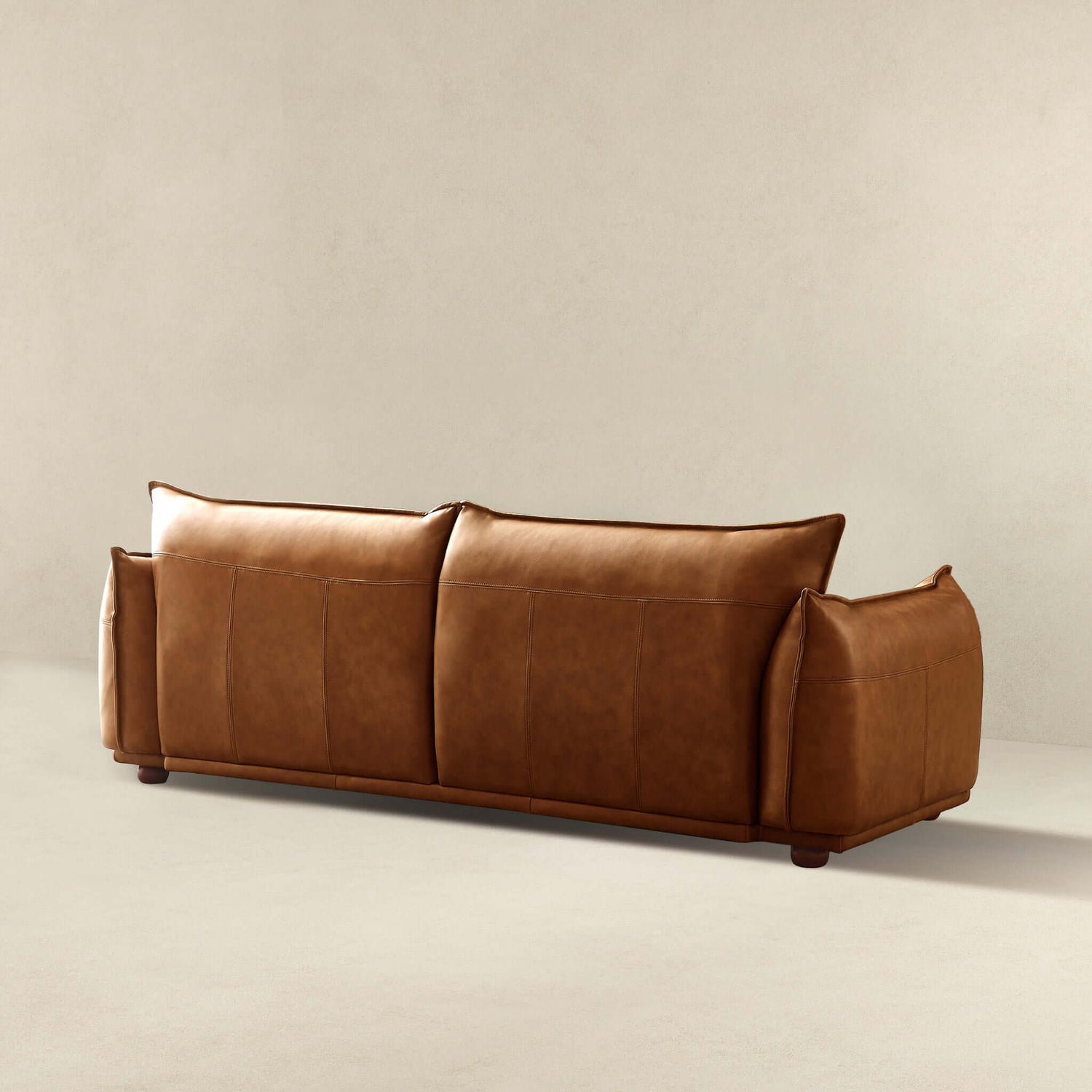 Emma Mid Century Modern Luxury Cognac Leather Sofa - SOF00302801