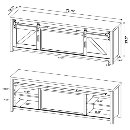 Enfield 71-inch TV Stand Fireplace Media Console Dark Pine - 722863