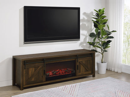 Enfield 71-inch TV Stand Fireplace Media Console Dark Pine - 722863