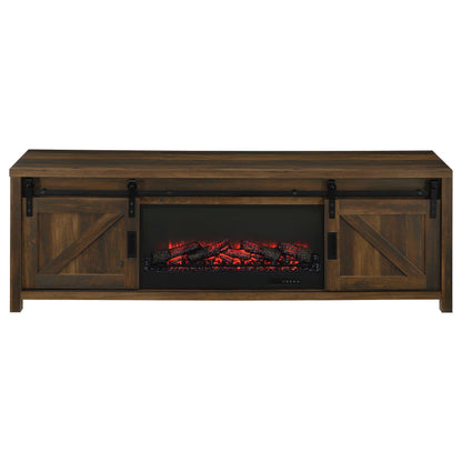 Enfield 71-inch TV Stand Fireplace Media Console Dark Pine - 722863