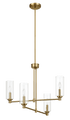 Enigma Four Lights Chandelier With Clear Ribbed Glass -Satin Brass - PNL03900701