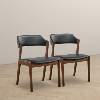 Enzo Black Leather Dining Chair (Set Of 2) - DCH00800901