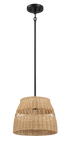 Essence Single Lights Pendant With Rattan Shade  Black Metal Finish for Farmhouse Style - PNL03900901