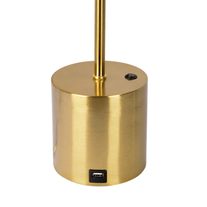 Ethereal Modern Small Brass Metal Table Lamp, Desk Lamp Fixture with White Glass Globe Shade - TBL03700601