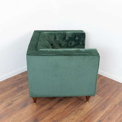 Evelyn Tufted Back Velvet Lounge Chair - LCH00300601