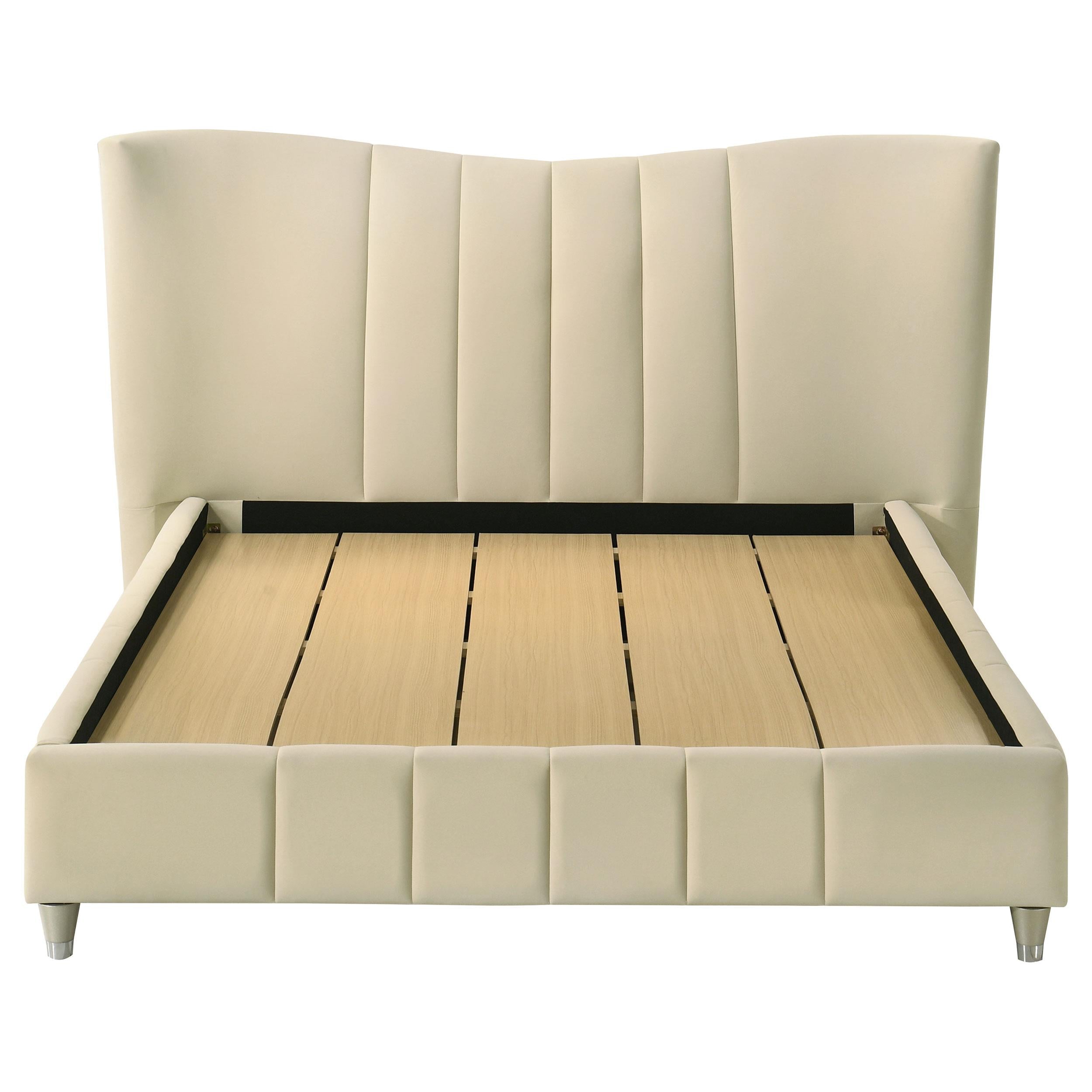 Evelyn Upholstered Queen Panel Platform Bed Ivory - 315956Q