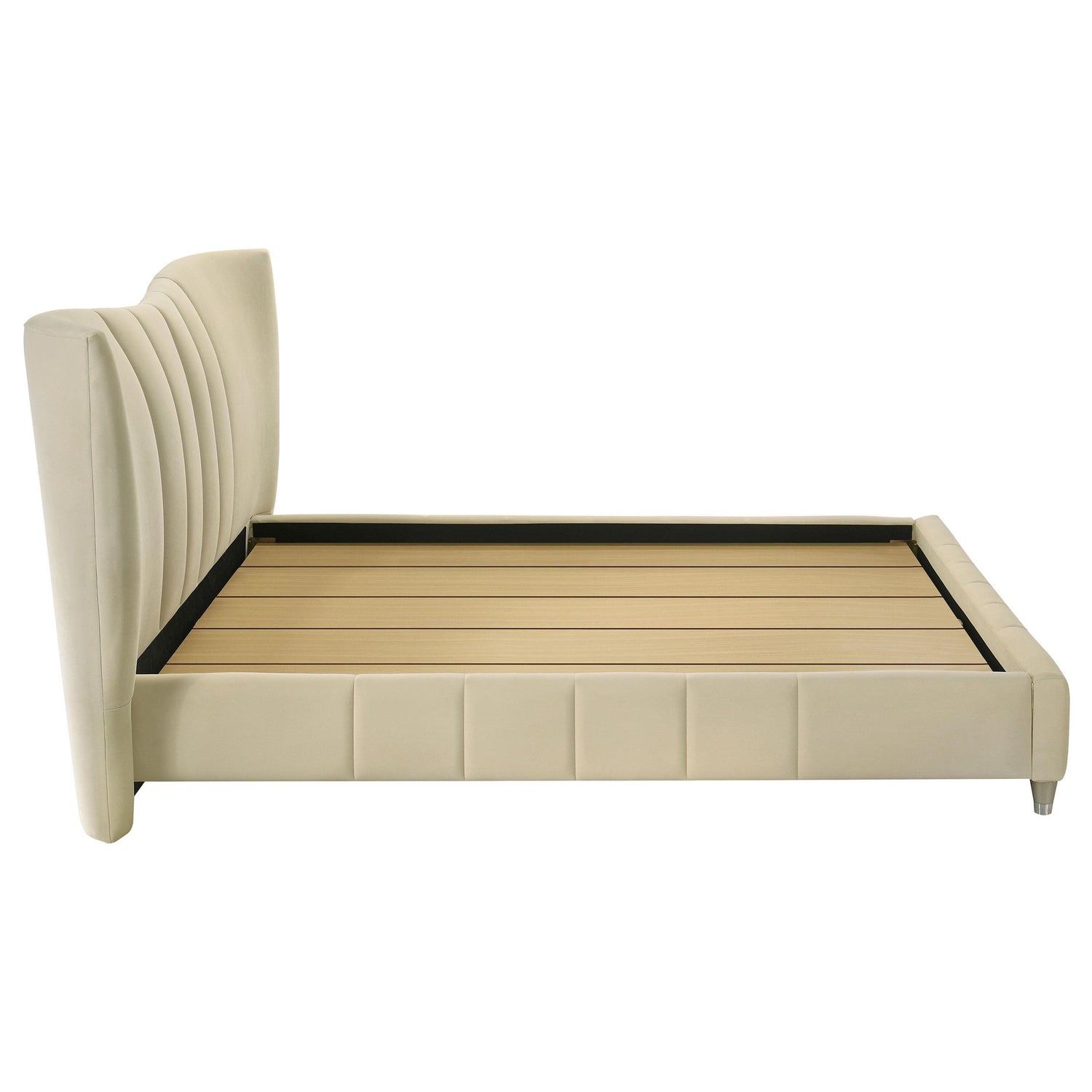 Evelyn Upholstered Queen Panel Platform Bed Ivory - 315956Q