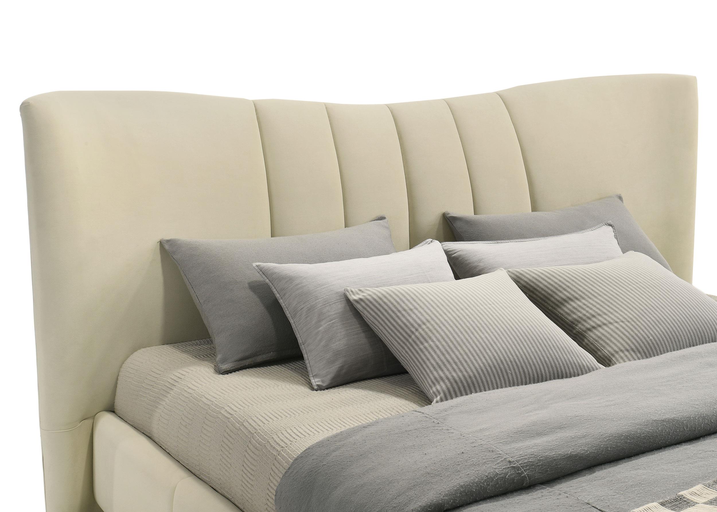Evelyn Upholstered Queen Panel Platform Bed Ivory - 315956Q