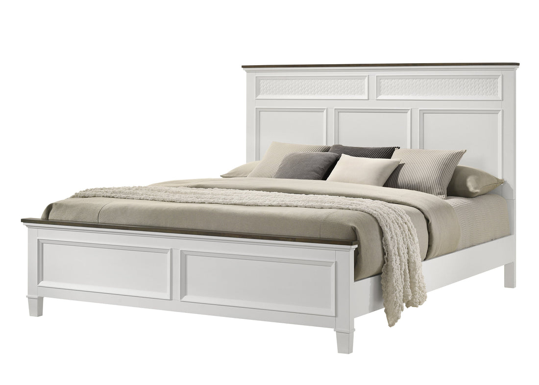 Everdeen White/Brown King Panel Bed - SET | B6512-K-HB | B6512-K-FB | B6512-KQ-RAIL