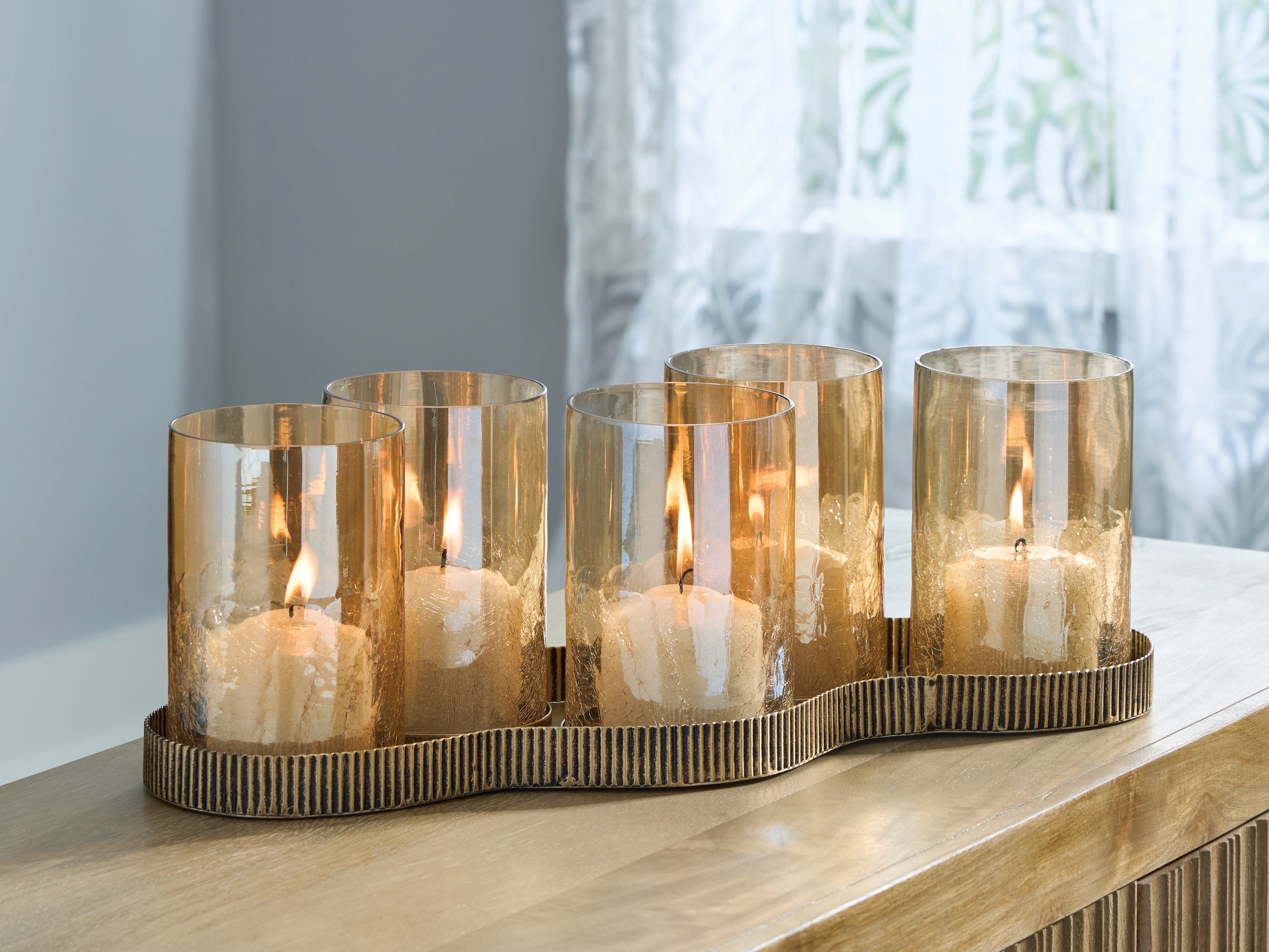 Evereton Antique Gold Finish Candle Holder - A2000856
